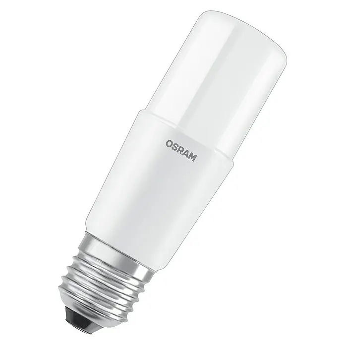 Osram Star LED-Lampe Vintage Glühlampenform E27 - E27, Nicht Dimmbar, Kaltweiß, 1.050 lm, 10 W - Nahaufnahme einer Osram LED-Lampe mit E27-Sockel, die eine energieeffiziente Beleuchtungslösung für den Haushalt darstellt.