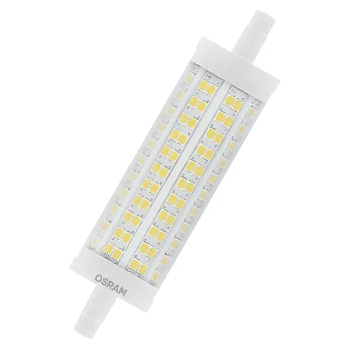 Osram Star LED-Lampe Line - R7s, Nicht Dimmbar, Warmweiß, 2.452 lm, 17,5 W - Nahaufnahme einer OSRAM LED-Lampe, die energieeffiziente Beleuchtung mit klarem Design bietet. Ideal für moderne Innenräume.