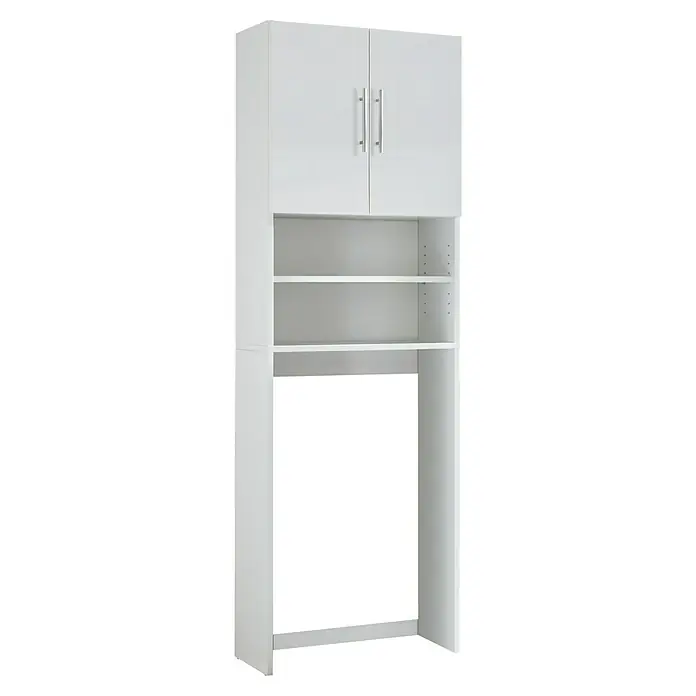 Trendteam Umbauschrank - Geeignet für: WCs & Waschmaschinen, 64 x 25 x 190 cm, Weiß - Ein weißer Wäscheschrank mit zwei Regalen und zwei Schranktüren bietet viel Stauraum für Kleidung und Wäsche. Das perfekte Möbelstück fürs Bad.
