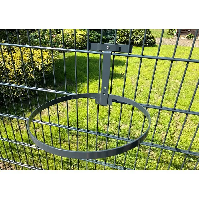 WMT Eindrehhalterung für Müllbeutel - Anthrazit - Metall-Blumenkastenhalterung zur Befestigung an einem Zaun, ideal für die Gartendekoration und zur Präsentation von Pflanzen.