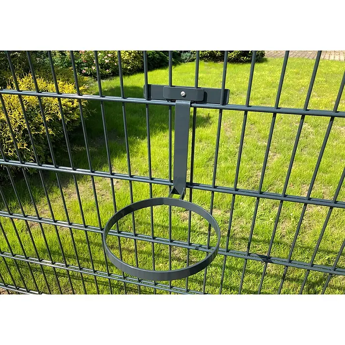 WMT Eindrehhalterung für Futternäpfe - 20 x 20 x 24 cm, Anthrazit - Metallhalterung zur Befestigung von Blumentöpfen am Zaun. Praktische Lösung für Balkon oder Garten.