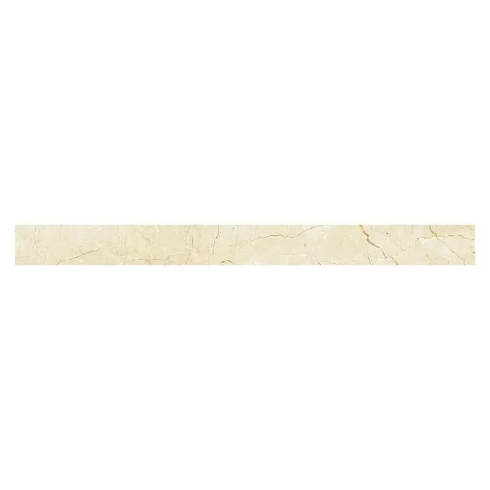 Sockelfliese Mercury - 7 x 80 cm, Crema, Glänzend - Elfenbeinfarbene Marmorfliese mit zarten Maserungen, perfekt für elegante Innenräume. Strapazierfähige Oberfläche für Wand- und Bodengestaltung.