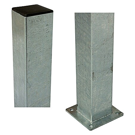 Plus Zaunpfosten inkl. schwarzer Kappe (L x B x H: 80 cm x 80 mm x 150 mm, Stahl, Silber)