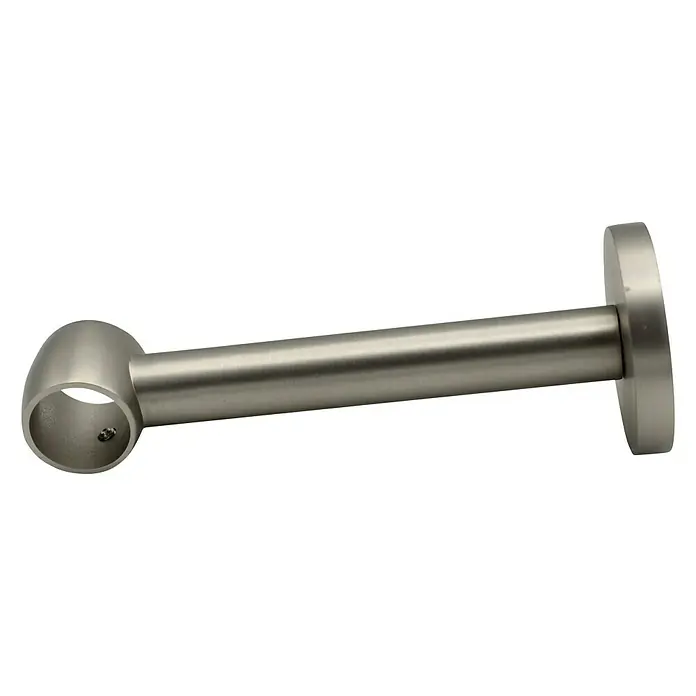 Expo Ambiente Träger Noble - Edelstahloptik, Geeignet für: Gardinenstangen Ø 20 mm, 13,5 cm - Kleiderstangenhalter aus gebürstetem Nickel mit zylindrischer Stange und runder Montageplatte zur Wandbefestigung.