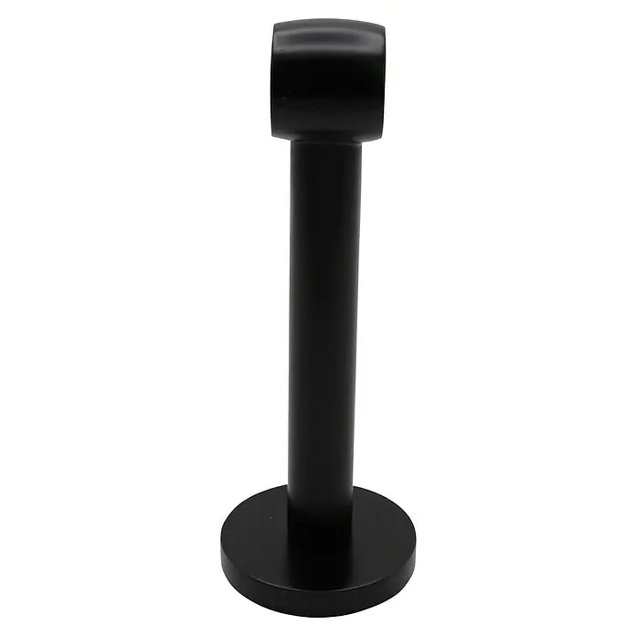 Expo Ambiente Träger Noble - Schwarz, Geeignet für: Gardinenstangen Ø 20 mm, 13,5 cm - Eine Nahaufnahme eines schwarzen Türstoppers. Dieser Türstopper hat eine zylindrische Form mit einer runden Basis.