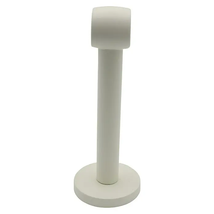 Expo Ambiente Träger Noble - Elfenbein, Geeignet für: Gardinenstangen Ø 20 mm, 13,5 cm - Die Nahaufnahme zeigt einen modernen, minimalistischen, weißen Türstopper, der Funktionalität und schlichte Eleganz vereint.