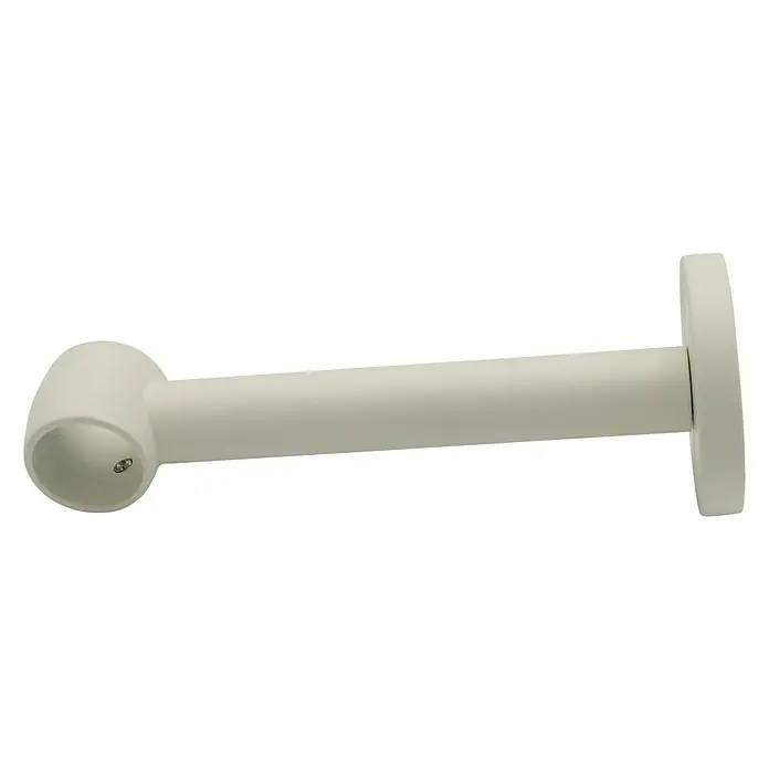 Expo Ambiente Träger Noble - Elfenbein, Geeignet für: Gardinenstangen Ø 20 mm, 13,5 cm - Nahaufnahme einer weißen Gardinenstange mit Halterung, ideal für stilvolle Fensterdekoration.