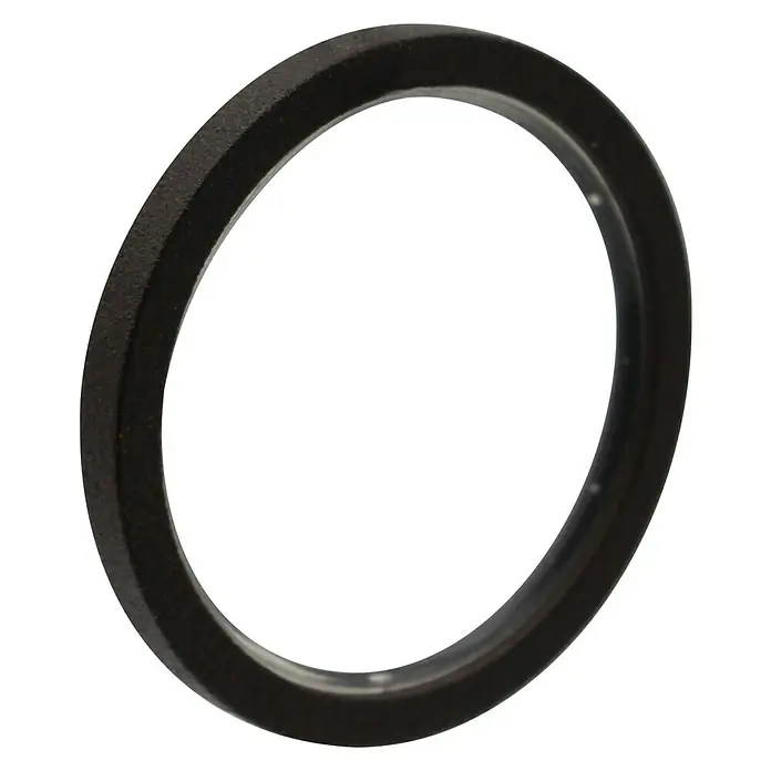 Expo Ambiente Flachring - Rost, Geeignet für: Gardinenstangen Ø 20 mm, 10 Stk. - Nahaufnahme eines schwarzen Dichtungsrings. Er ist rund und für verschiedene Anwendungen geeignet.