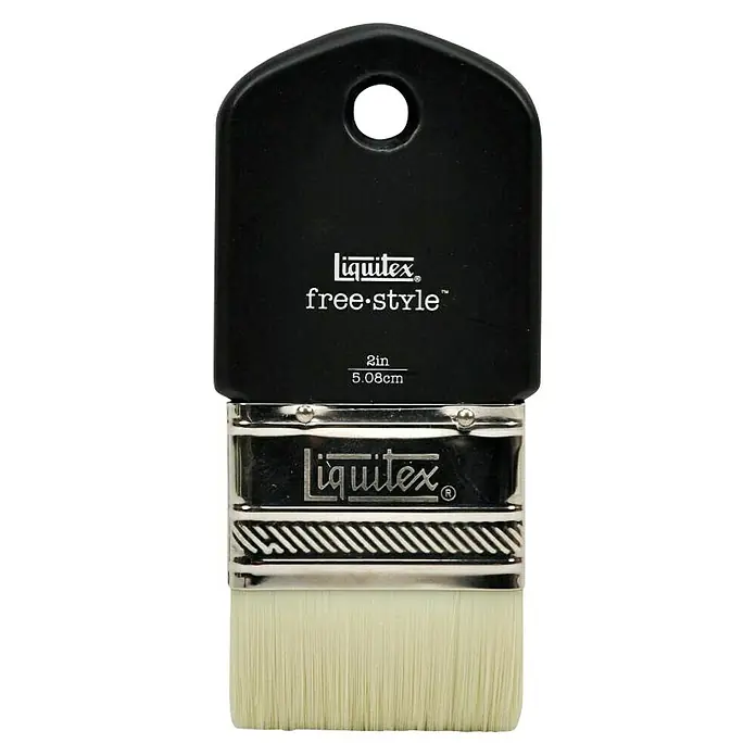 Liquitex Basics Schablonierpinsel Paddle - Größe Pinsel: 2, Kunsthaar, Holz - Liquitex Free-Style Pinsel mit schwarzem Griff und weissen Borsten, ideal für Acrylfarben. Perfekt für künstlerische Gestaltung.