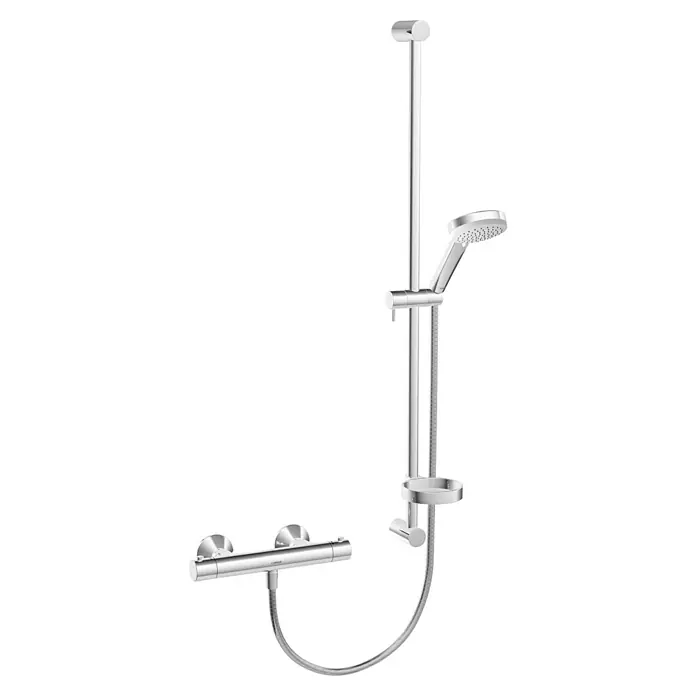 Hansa Unita Brause-Set - Lochabstand: 91,5 cm, Chrom, 1 ½″ - Duschset mit Thermostatbatterie, Brausestange und Handbrause für ein komfortables Duscherlebnis.‎
