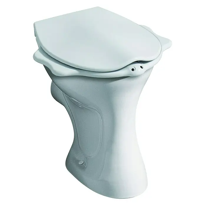 Geberit Kind Stand-WC - Mit Spülrand, Ohne Spezialglasur, Spülform: Flach, WC Abgang: Waagerecht, Weiß - Elegante Standtoilette in Weiß. Das moderne Design und die hochwertige Verarbeitung machen dieses WC zu einem Blickfang in jedem Badezimmer.