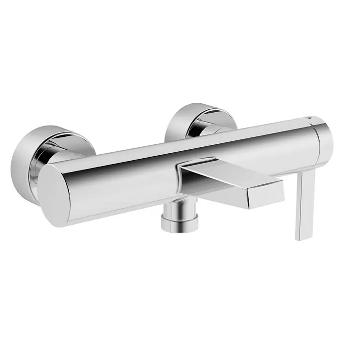 Hansa Loft Badewannenarmatur - Ausladung Armatur: 162 mm, Chrom, Glänzend - Glänzende Chrom-Badarmatur mit schlichtem Design und zentralem Hebel für präzise Steuerung von Wasserfluss und Temperatur.