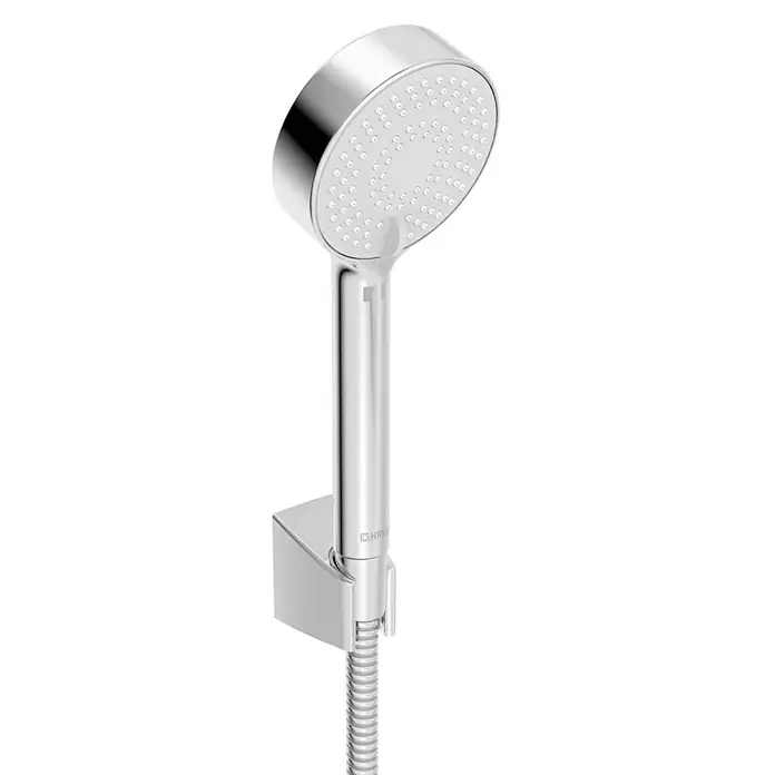 Hansa Basicjet Brause-Set - Anzahl Funktionen: 3 Stk., Chrom - Moderne Handbrause mit Chromoberfläche, ausgestattet mit einem Brauseschlauch und einer Wandhalterung für das Badezimmer.