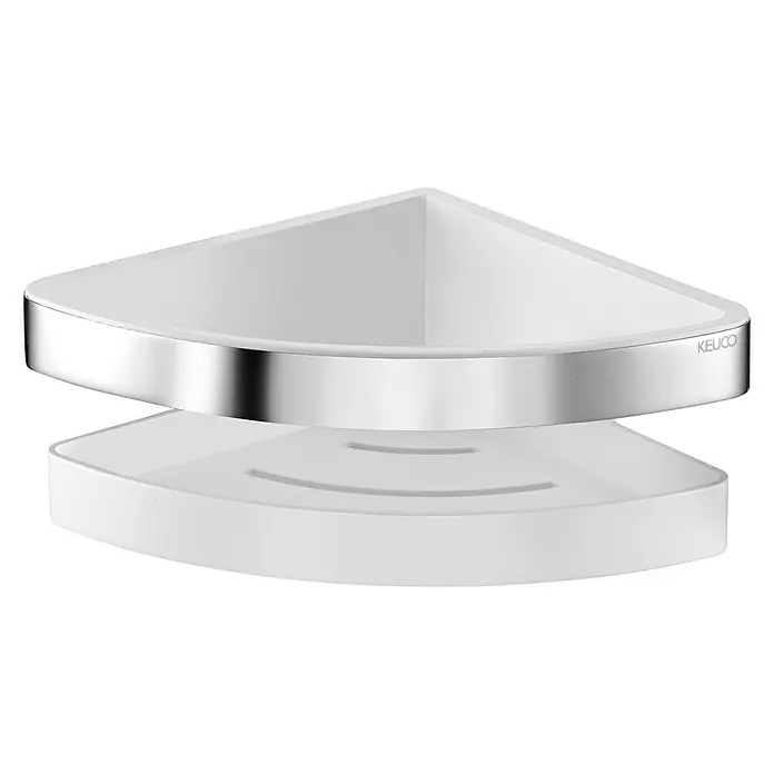 Keuco Collection Moll Eckduschkorb - 18 x 18 x 8 cm, Weiß/Chrom, Verchromt - Eckablage von Keuco: Elegante Badablage für die Ecke. Das hochwertige Design bietet praktischen Stauraum im Badezimmer.