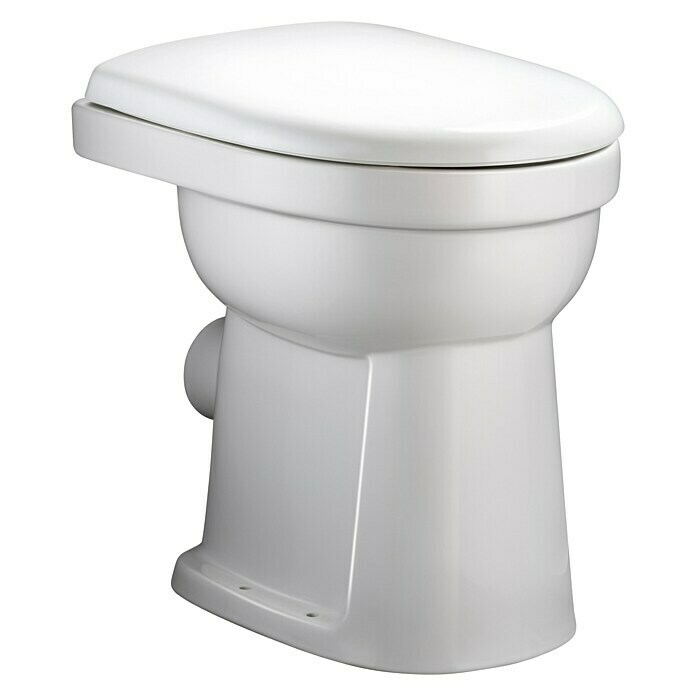 Geberit Renova Nr. 1 Comfort Stand-WC Typ 1Mit Spülrand, Ohne Spezialglasur, Spülform: Flach, WC Abgang: Waagerecht, Weiß Diagonal View