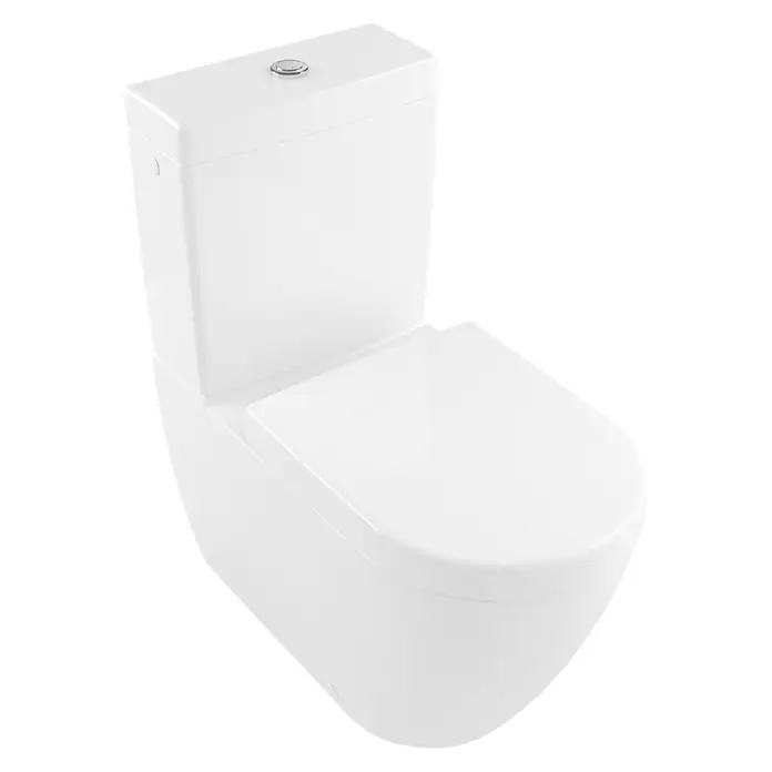 Villeroy & Boch Subway 2.0 Spülkasten - Mit schmutzabweisender Glasur, Keramik, 18 x 37 x 40 cm, Weiß - Hier ist ein hochauflösendes Bild einer modernen, weißen Toilette. Das WC-Design ist zeitgemäß und minimalistisch.