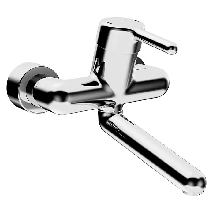 Hansa Medipro Waschtischarmatur - Wandmontage, Chrom, Glänzend, Ausladung Armatur: 246 mm, Mit Abdeckungen mit Vorabsperrung, Mittlerer Auslauf - Glänzende Chromarmatur mit schlankem Auslauf und Einhebelmischer, ideal für moderne Badezimmer. Hochwertiges Design für zeitgemäße Ästhetik.