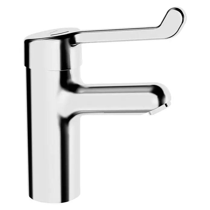 Hansa Medipro Waschtischarmatur - Chrom, Glänzend, Mit Einhandbedienhebel lang - Ein glänzender, moderner Wasserhahn in Chromoptik. Sein elegantes, minimalistisches Design macht ihn zu einem Blickfang in jedem Badezimmer.
