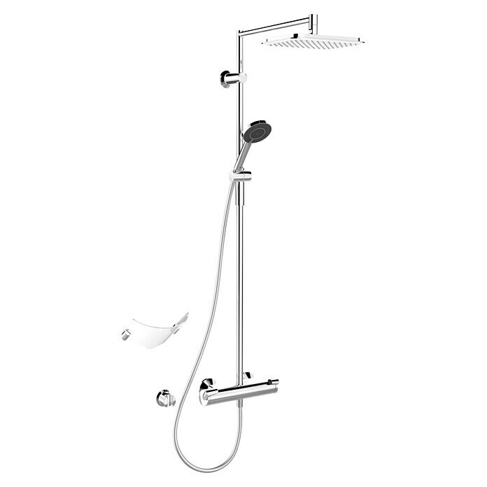 Hansa Fit Duschsystem (Mit Thermostatarmatur, Lochabstand: 100,5 cm, Anzahl Strahlarten: 3 Stk., Chrom)