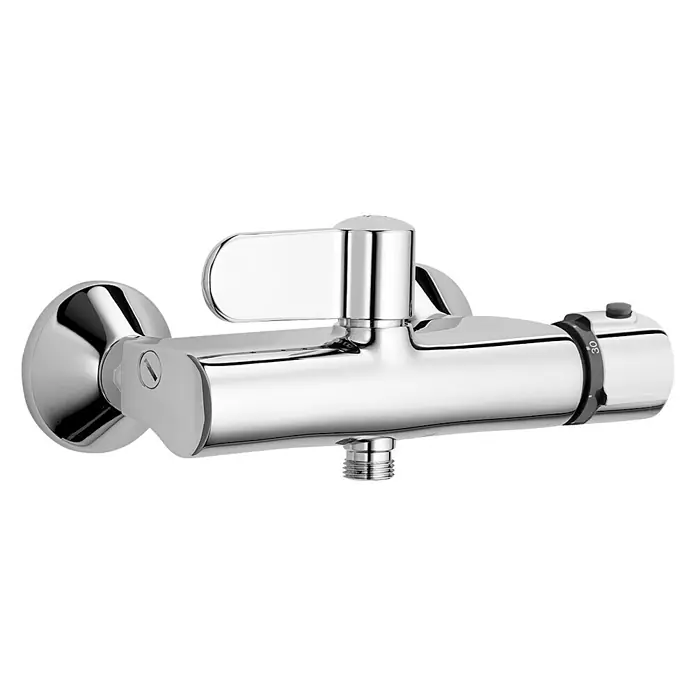 Hansa Tempra Brausethermostat - Chrom, Glänzend, Breite: 23,5 cm - Glänzende Chrom-Duscharmatur mit Temperaturregler und Hebelgriff für präzise Wassereinstellung im Badezimmer.