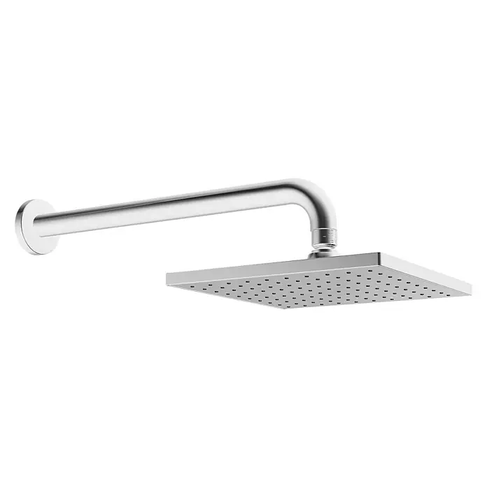 Hansa Viva Kopfbrause - 20 x 20 cm, 12 l/min, Wandmontage, Kugelgelenk (rund), Chrom - Moderne quadratische Duschbrause aus Chrom mit Wandarm für ein elegantes Badezimmerdesign.