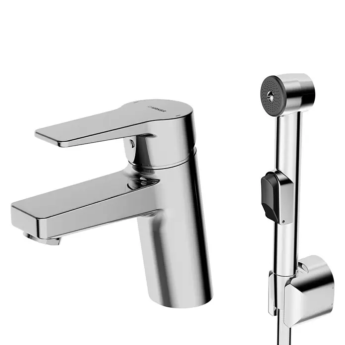 Hansa Twist WaschtischarmaturChrom, Glänzend, Mit Funktionsbrause, Mit Objekthebel - Glänzende Chromarmatur von HANSA mit Handbrause, elegantes Design für moderne Badezimmer.