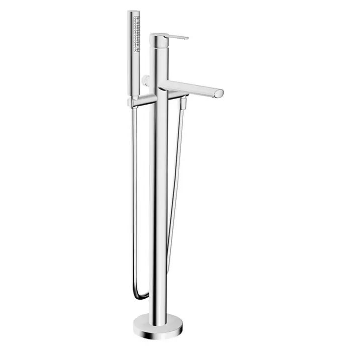 Hansa Ronda Badewannenstandarmatur - Höhe: 92,2 cm, Chrom, Glänzend - Freistehende Badewannenarmatur in Chromoptik mit Handbrause. Elegantes Design für moderne Badezimmer, ein echter Hingucker.