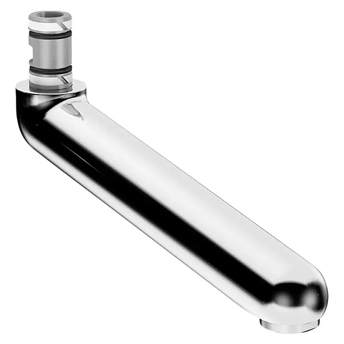 Hansa Universal-Auslauf - Ausladung: 161 mm, Messing - Ein glänzender, moderner Wasserhahn in Chrom, ideal für stilvolle Badezimmer. Die klaren Linien und die reflektierende Oberfläche fallen sofort ins Auge.