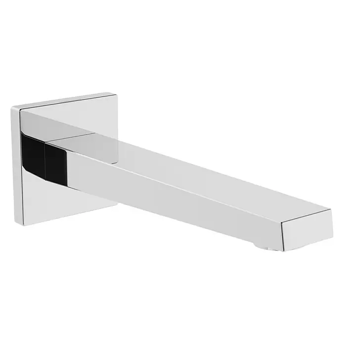 Hansa Loft Wanneneinlauf - Chrom - Nahaufnahme einer glänzenden, quadratischen Waschtischarmatur aus Chrom vor schwarzem Hintergrund. Elegantes Baddesign.