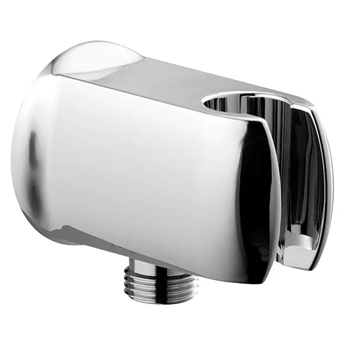 Hansa Jet Brauseanschluss - ½″, Chrom, Handbrausenhalterung - Nahaufnahme einer verchromten Brausehalterung mit Gewindeanschluss, glänzende Oberfläche und moderne Formgebung für Badezimmer.