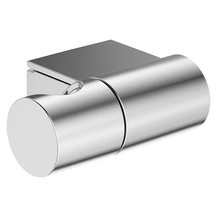 Hansa Jet Brausehalter - Kunststoff, Chrom, Breite: 90 mm - Nahaufnahme eines glänzenden, verchromten Toilettenpapierhalters mit modernem, zylindrischem Design und rechteckiger Wandbefestigung.