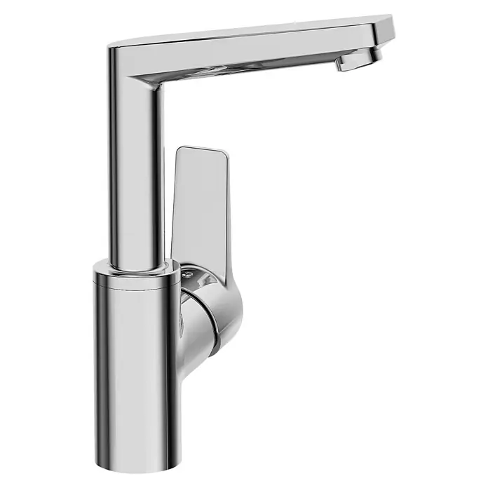 Hansa Twist Waschtischarmatur I - Ohne Zugstange, Chrom, Glänzend - Eleganter Wasserhahn mit klaren Linien. Die Armatur ist verchromt und hat einen modernen Griff für einfache Bedienung.