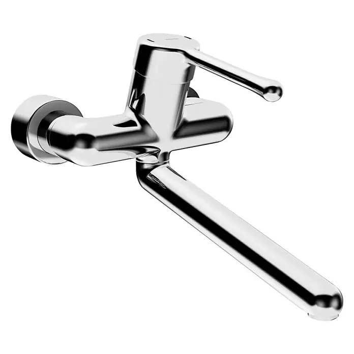 Hansa Medipro Waschtischarmatur - Chrom, Glänzend, Mit Objekthebel lang, Ausladung Armatur: 311 mm - Ein glänzender, moderner Wasserhahn mit einem eleganten Design und klaren Linien, ideal für jedes Badezimmer oder jede Küche.