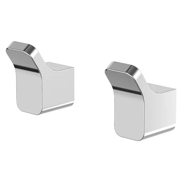 Camargue Cannes Handtuchhaken - 2 Stk., Chrom, Glänzend - Zwei glänzende, moderne Kleiderhaken aus Metall auf schwarzem Hintergrund, ideal für Bad oder Flur.