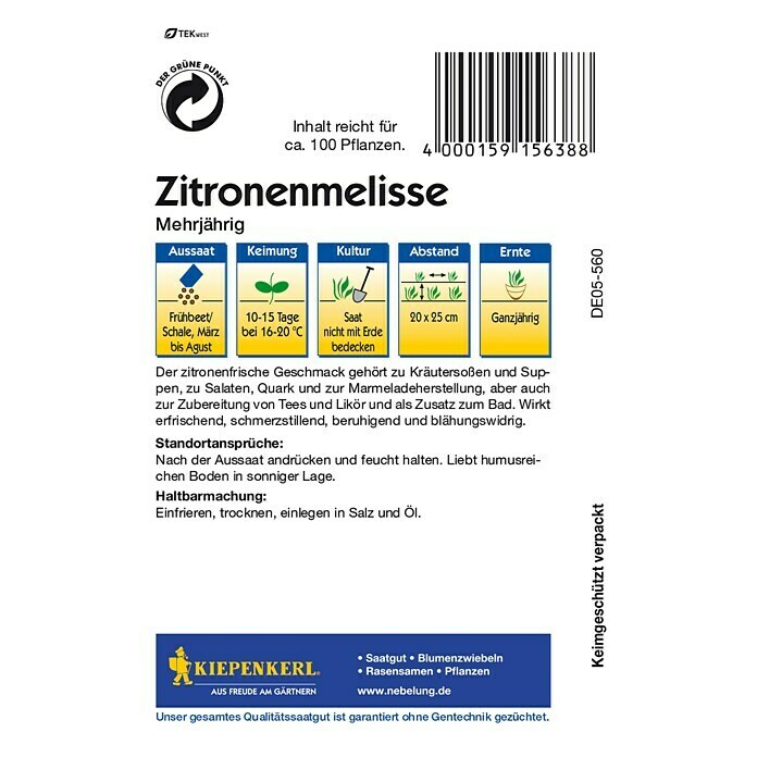 ZITRONENMELISSE     MEHRJAEHRIG