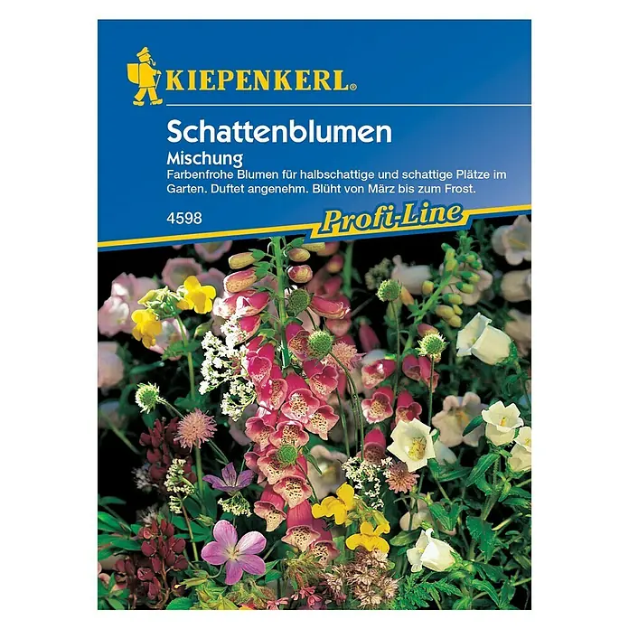 Kiepenkerl Profi-Line Blumensamen Schattenblumen - Verschiedene Sorten, Mehrfarbig, 3 m² - 4 m² - Samenpackung "Schattenblumen" von Kiepenkerl. Mischung für farbenfrohe Blumen an schattigen Plätzen. Blüht von März bis Frost.
