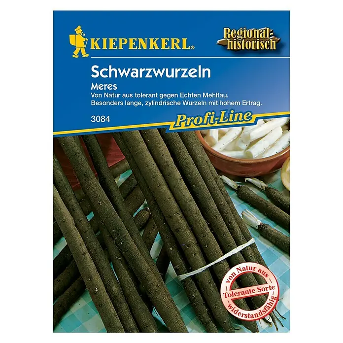 Kiepenkerl Profi-Line Gemüsesamen Schwarzwurzel - Scorzonera hispanica, Erntezeit: Oktober - Abbildung der Kiepenkerl Schwarzwurzeln Meres Samenpackung, die lange, zylindrische Wurzeln mit hohem Ertrag verspricht.