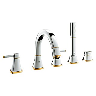 Grohe Grandera Wannenrandarmatur (5-Loch, Chrom/Gold, Glänzend)