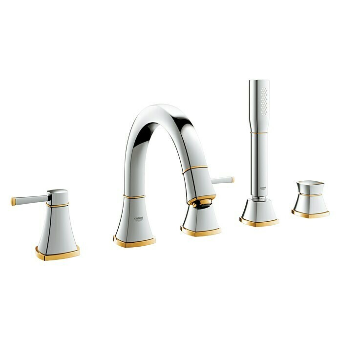 Grohe Grandera Wannenrandarmatur5-Loch, Chrom/Gold, Glänzend Diagonal View