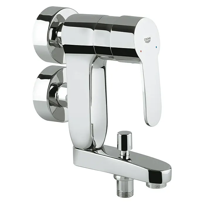 Grohe Badewannenarmatur Eurostyle C Vertica - Ausladung Armatur: 161 mm, Chrom, Glänzend - Glänzende Grohe Armatur für Badewanne/Dusche mit Einhebelmischer & Umsteller. Stilvolles Design in Chrom, ideal für moderne Badezimmer.