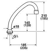 Grohe Rohrauslauf (Chrom, Messing, Ausladung: 185 mm) | BAUHAUS