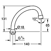 Grohe Rohrauslauf (Chrom, Messing, Ausladung: 140 mm, Ohne Anschlag) | BAUHAUS