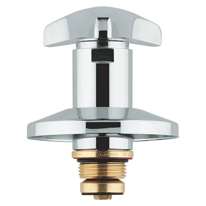 Grohe Hahnoberteil Atlanta Trecorn - ¾″, Chrom/Rot, Höhe: 72 mm - Grohe-Ventiloberteil in glänzendem Chrom und Messing für Armaturen, ein robustes Ersatzteil für langanhaltende Leistung.