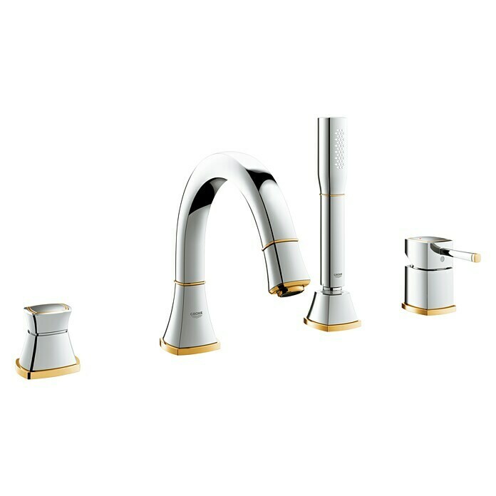 Grohe Grandera Wannenrandarmatur4-Loch, Chrom/Gold, Glänzend Diagonal View