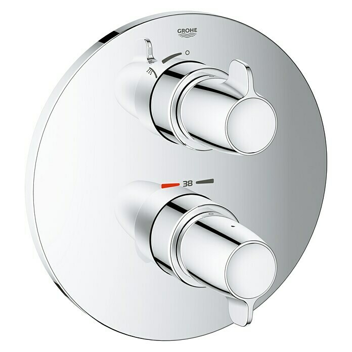 Grohe Grohtherm Special UP-BrausethermostatMit 2 Absperrventilen, Rund, Chrom, Glänzend Diagonal View