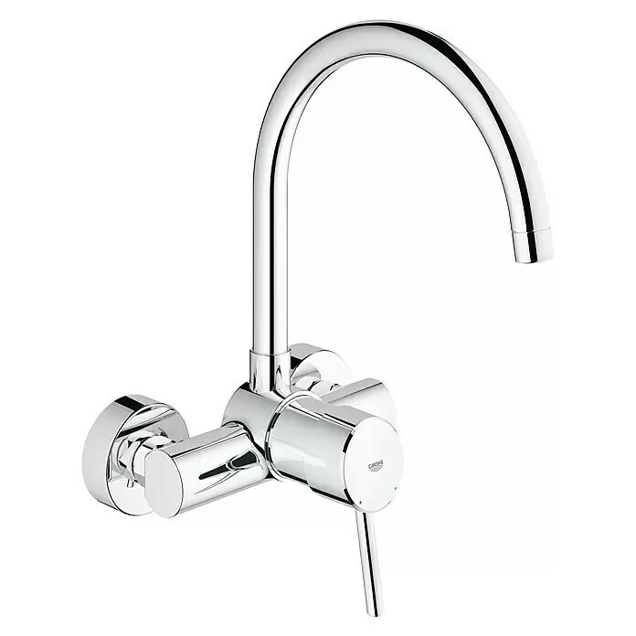 Grohe Concetto Spültischarmatur - Chrom, Glänzend, Wandmontage - Diagonale Ansicht