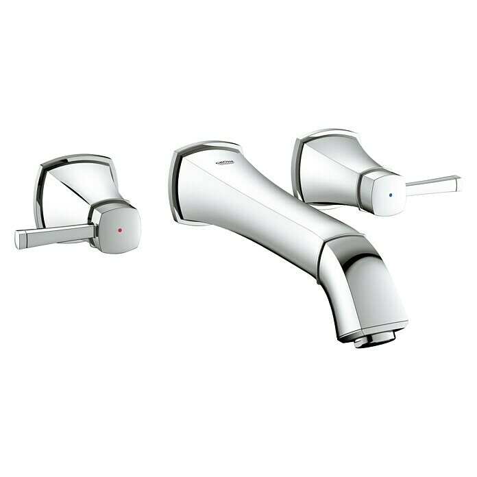 Grohe Grandera Wand-Waschtischarmatur3-Loch, Chrom, Glänzend, Ausladung: 234 mm Diagonal View