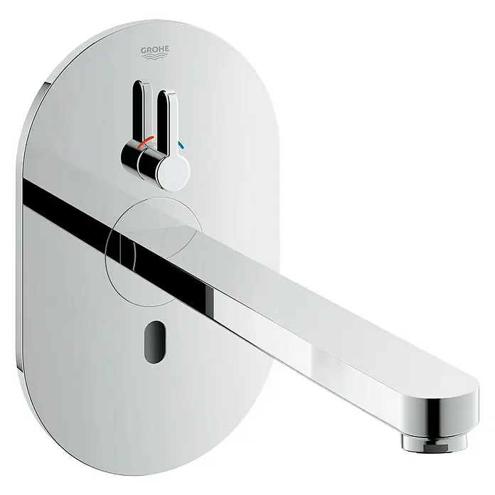Grohe Eurosmart Waschtischarmatur - Wandmontage, Chrom, Glänzend, Ausladung Armatur: 170 mm - Glänzender, moderner Grohe Waschtischarmatur mit Sensor und Hebel für präzise Steuerung. Elegantes Design für jedes Badezimmer.