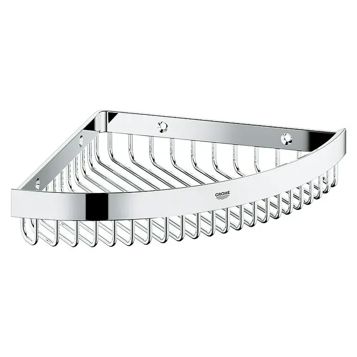 Grohe Selection Cube Eckduschkorb - L x B x H: 20 x 28,3 x 4,2 cm, Verchromt - Dieser schicke GROHE Essentials Eckkorb ist ideal zur Aufbewahrung von Badartikeln. Er besteht aus verchromtem Metall und ist einfach an der Wand zu montieren.