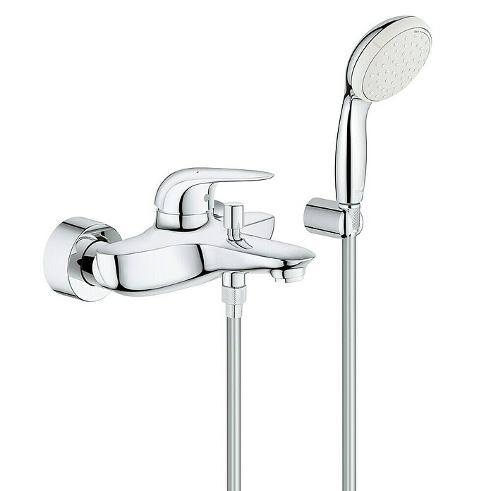 Grohe Eurostyle Solid Badewannenarmatur (Ausladung Armatur: 185 mm, Chrom, Glänzend, Handbrause) | BAUHAUS